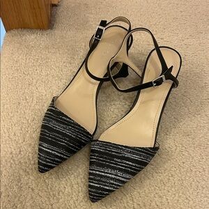 Calvin Klein Black and White Striped Heels